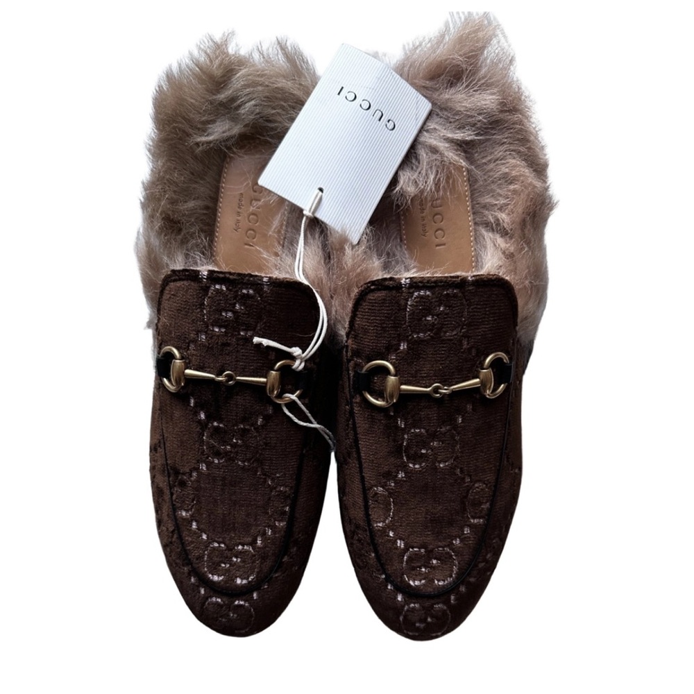 Gucci Princetown GG Velvet Slippers Mules